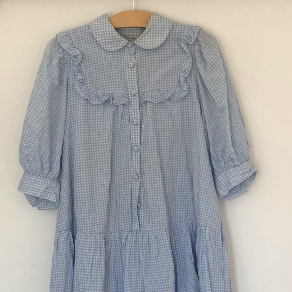 Sandy Liang x Target Size Small Gingham 3/4 Sleeve Shirtdress